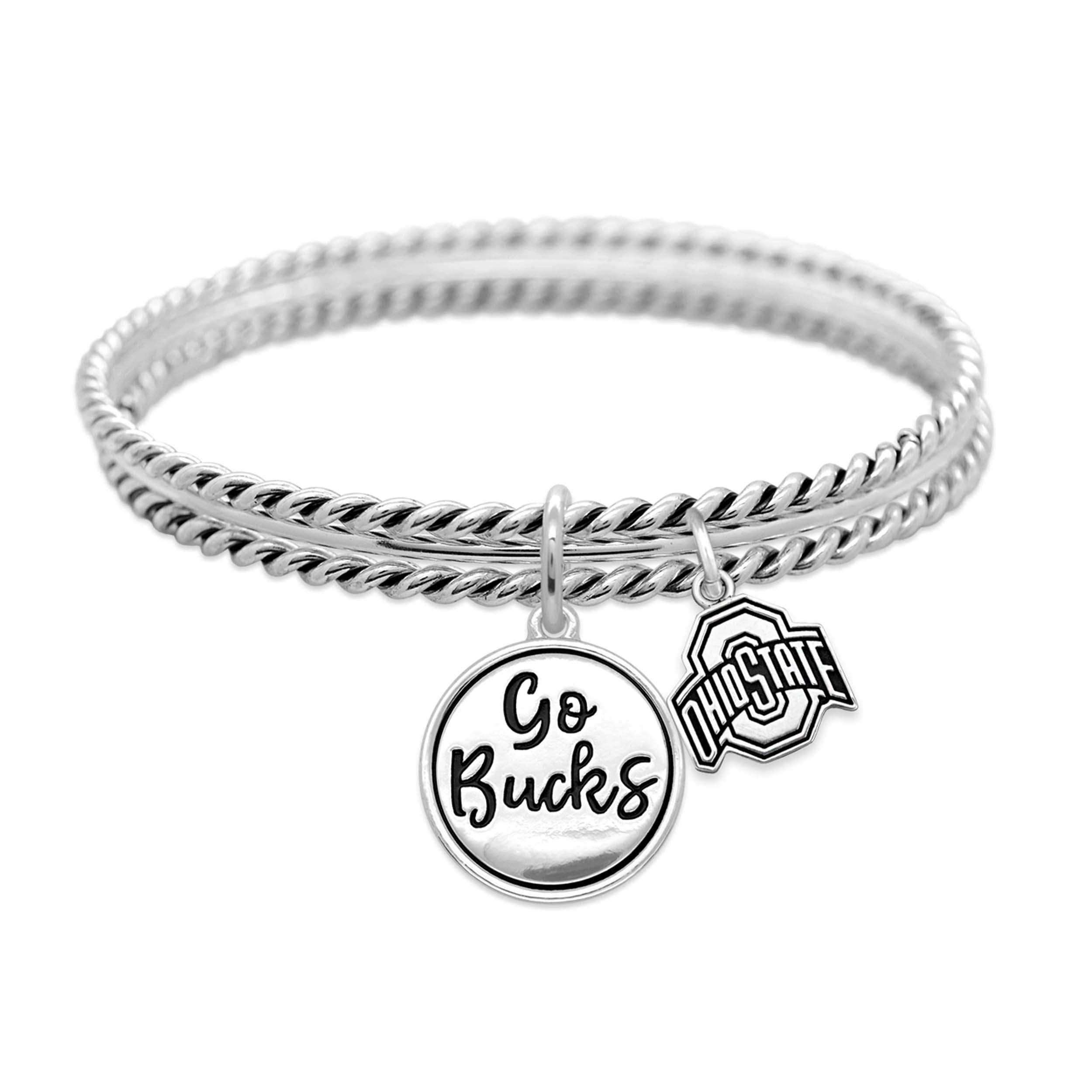 From the Heart Ohio State Buckeyes Go Bucks Twist and Shout Silver Bracelet Jewelry OSU, 7 5 inch