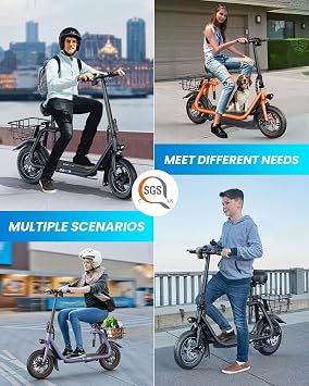 Gyroor Electric Scooter for Adults with Seat, 20/25 Miles Range 450W Motor up to 15.5/18.6 MPH Speed LCD Display, Electric Scooter with Basket