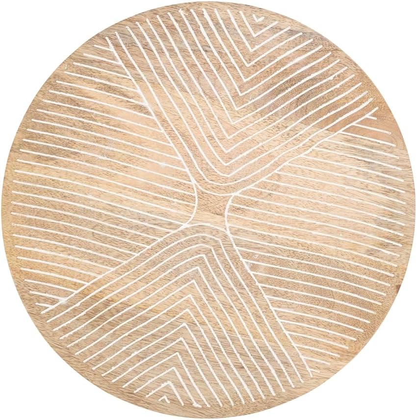 Fennco Styles Rustic Wooden Charger Plates 13" Round, Set of 4 – Natural Textured Table Chargers for Banquets, Family Dinners and Home Décor