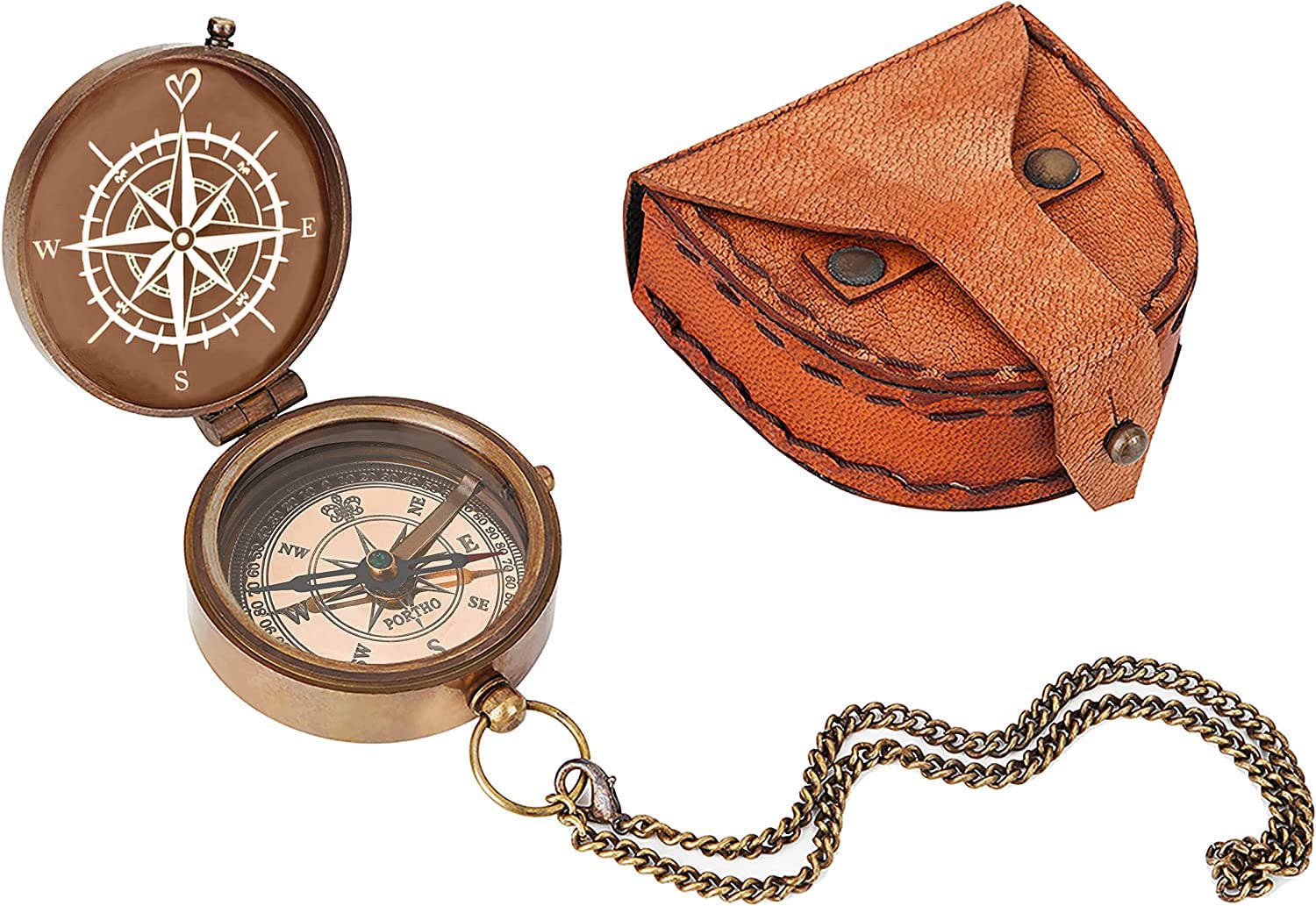 Camping Survival Military Compass Pocket Watch Retro Flip Compass Outdoor Mountaineering Multifunctional Luminous Compass with Cover