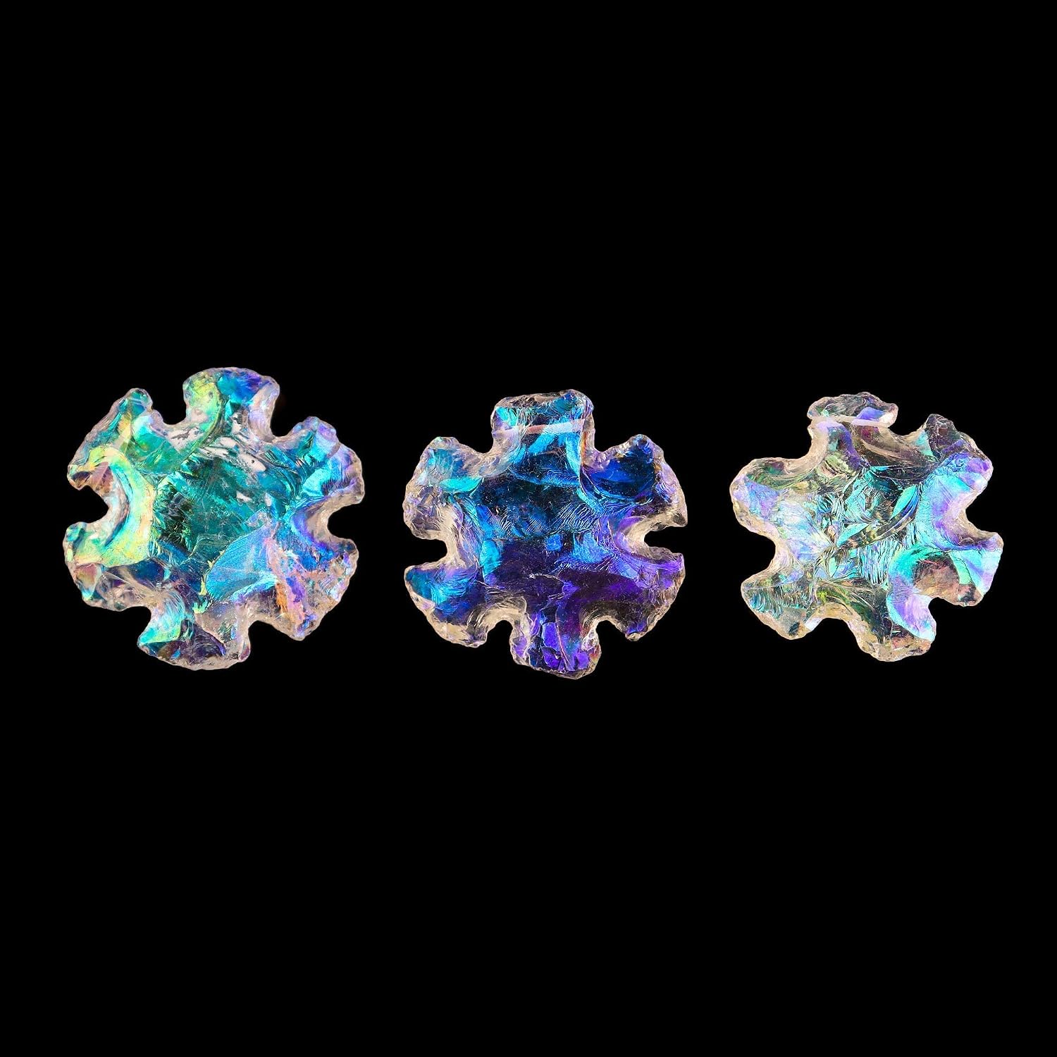 InfinityGemsArt 3pcs Raw Aura Quartz Loose Wholesale Bulk Stones, Birthstone, Drilled Hexagon, Natural Rough Gemstones, DIY & Jewelry Making Supply, Chakra Energy Crystals, Gem Collection