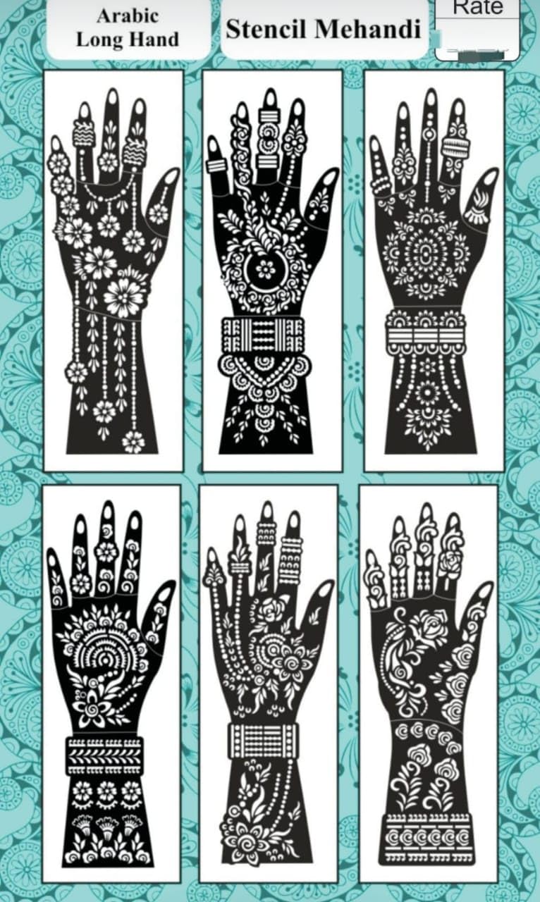 Glamyou Full Hand Mehndi Stencil Design Full Hand Set | Henna Tattoo Stencil for Women, Girls and Kids | Easy to use in just 4 Steps | Mehandi Sticker Sr.no-89811-image-36
