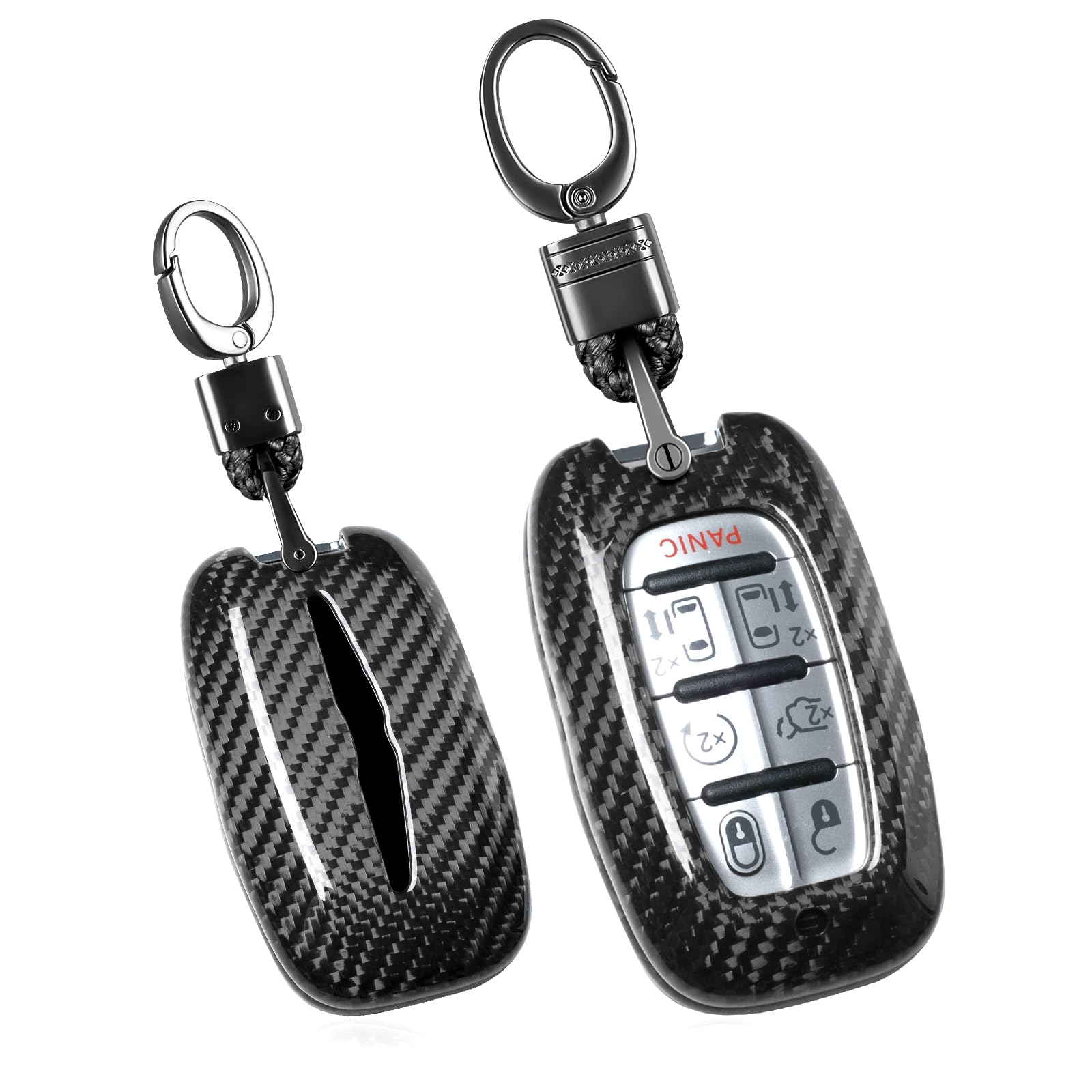 T-carbon Real Glass Fiber Key fob Cover Compatible with Chrysler Pacifica Key fob protector fits for Chrysler Key Shell Pacifica Pinnacle Hybrid