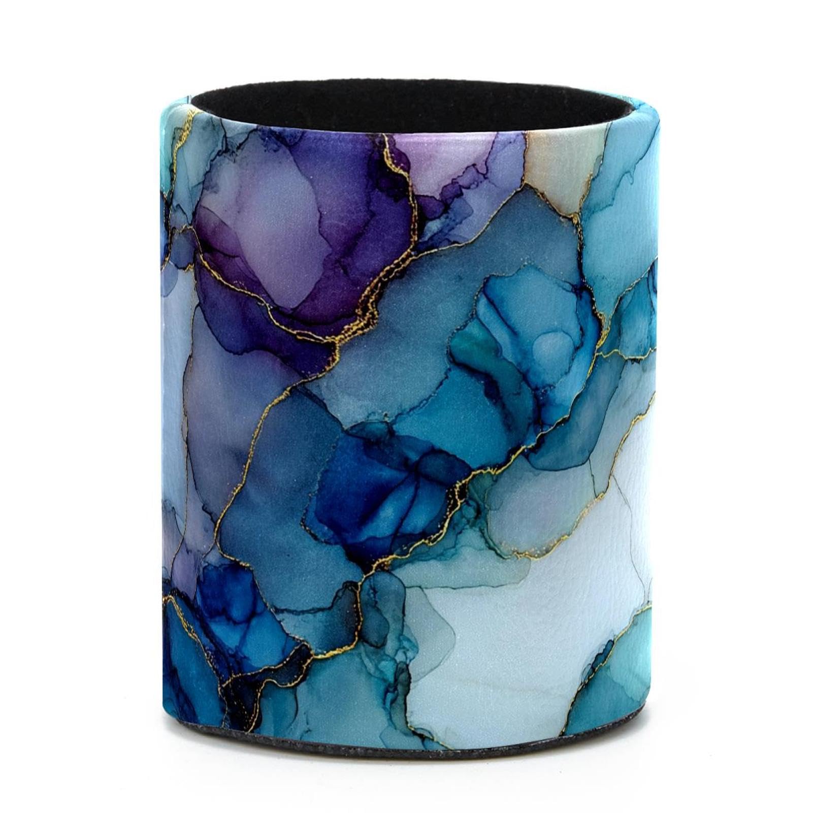 VAPOKF Round Pencil Holders for Desk, Marble Texture Pen Holders Pen Pot Makeup Brushes Storage Desktop Stationery Supplies Organiser for Home Office