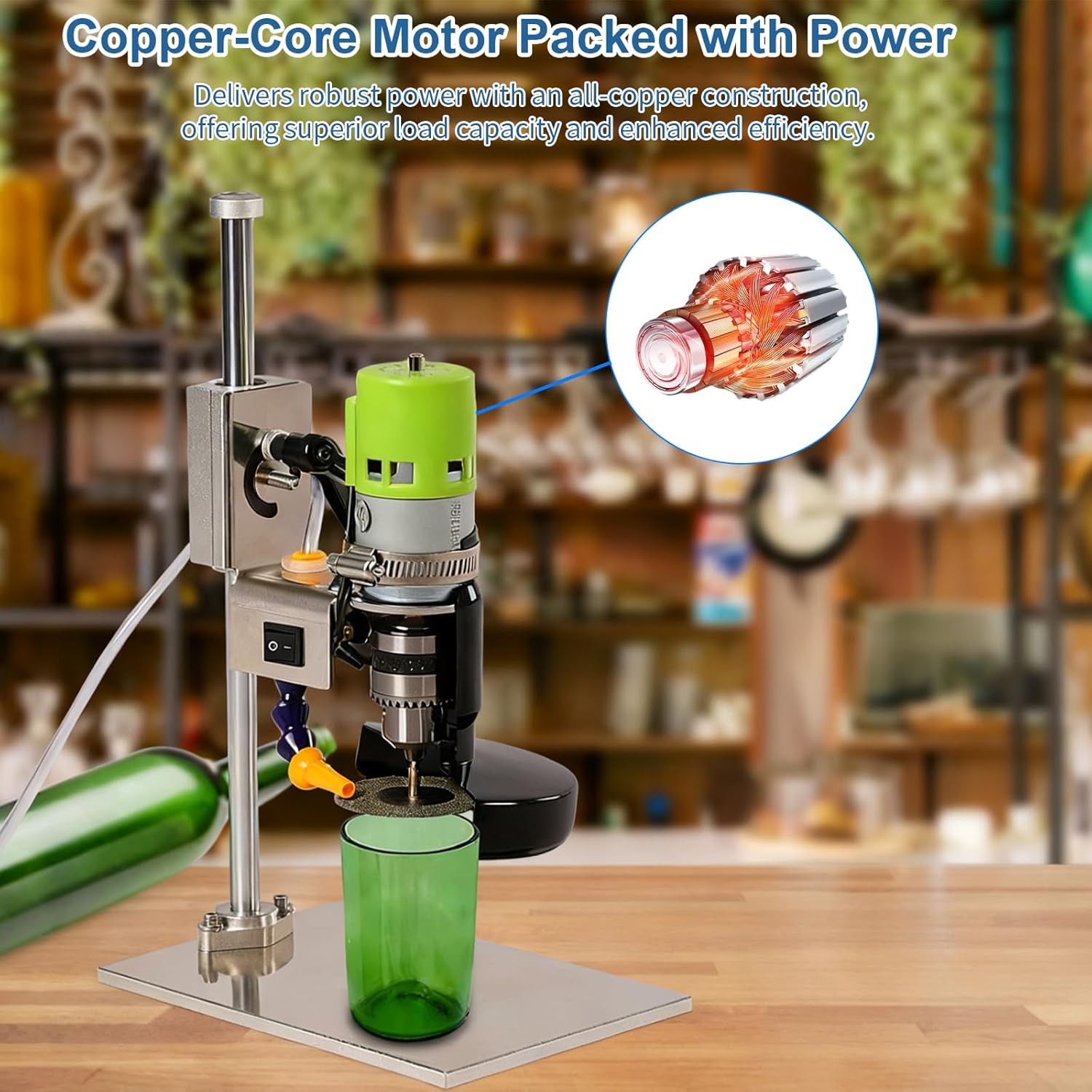 KINGTAIXIN Electric Glass Bottle Cutter, 110V Wine Bottle Cutter, DIY Glass Bottle Cutter Kit with 3 Pcs Emery Abrasive Blade for Round/Square/Irregular Glass or Ceramic Bottles