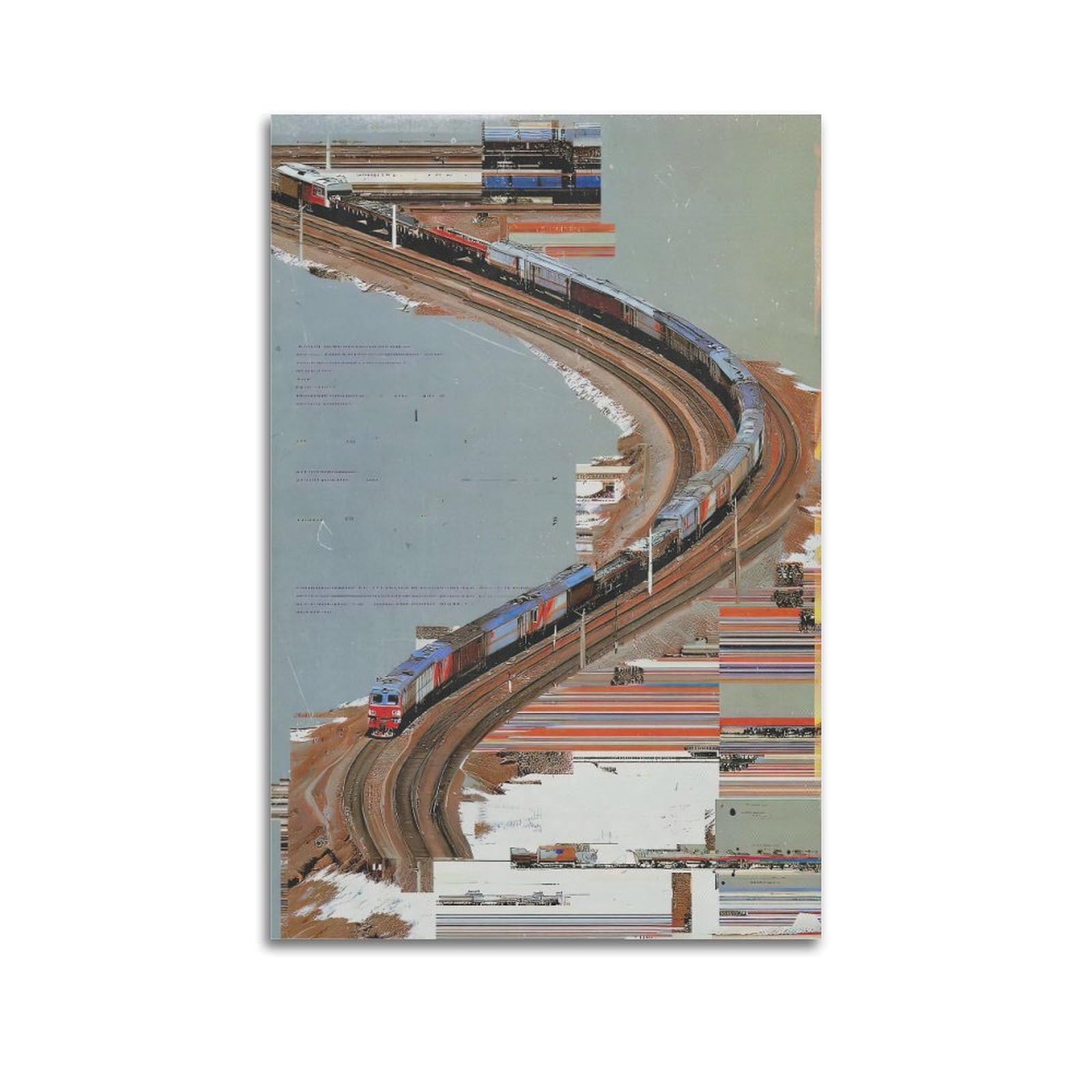 OKAHYS Vintage European Train Poster Abstract Distorted Graffiti Artwork Decorative Painting Canvas Wall Artworks Picture 20x30inch(50x75cm)