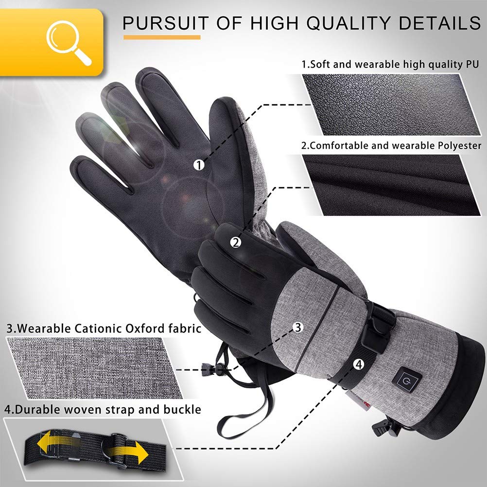 Guanti Riscaldati Elettrici Ricaricabile con Temperature Regolabili Antivento Impermeabile Moto Guanti Artrite Scaldamani Ideale per Moto,Caccia,Christmas