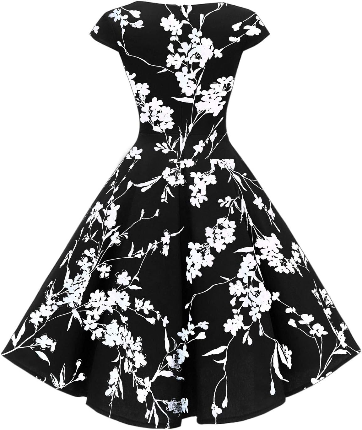 PUKAVT Women's Cocktail Party Dress Cap Sleeve 1950 Retro Swing Dress with Pockets - Image 3