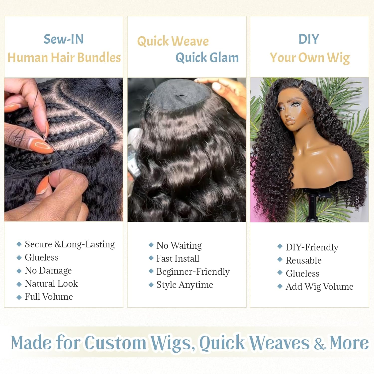 Deep Wave Human Hair Bundles Burmese Curly Weave Bundles Human Hair Weft Sew in Black Hair Extensions 18 Inch 100% Unprocessed Virgin Real Human Hair Curly Bundles for Black Women