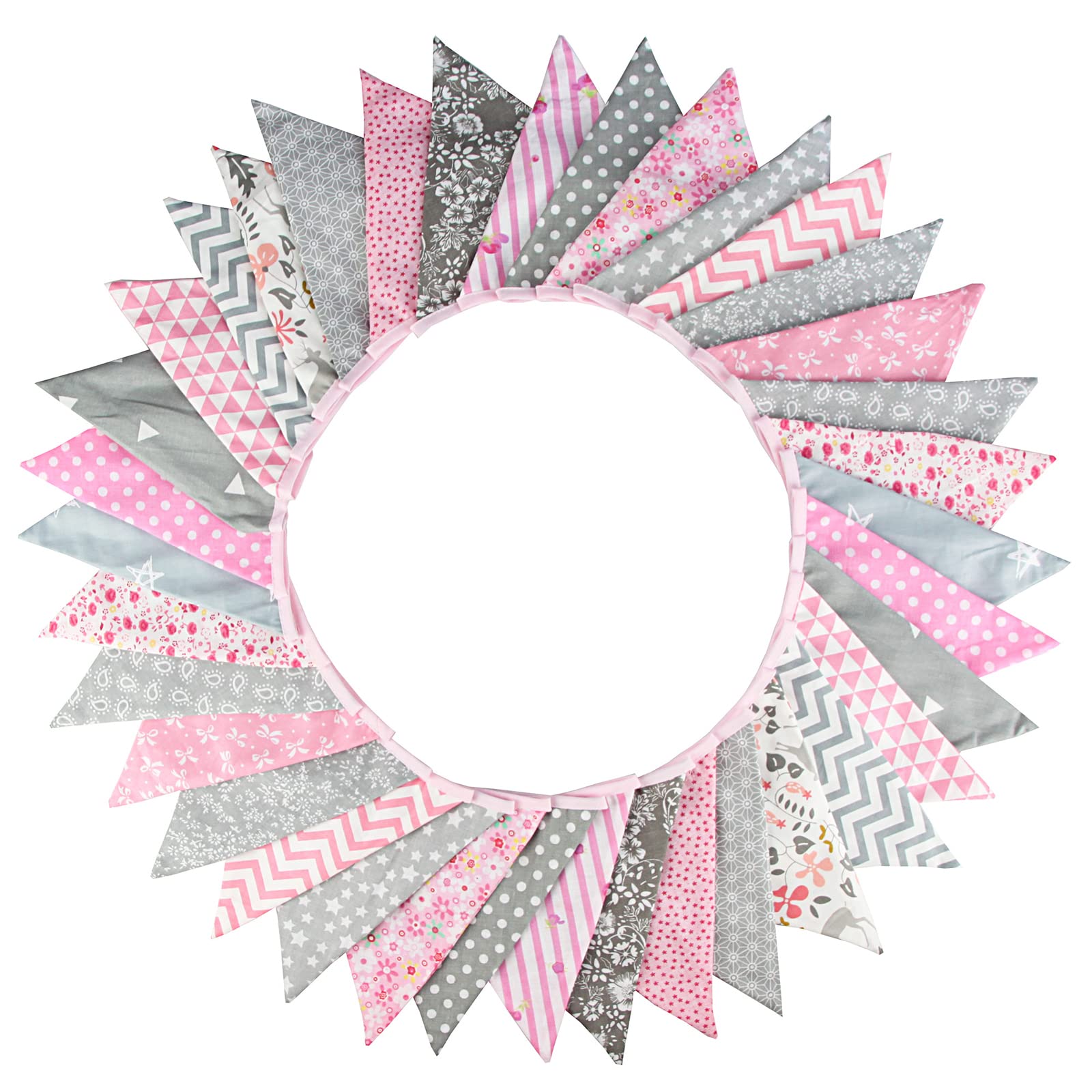 G2PLUS 10M Banderines Guirnalda de Banderine Guirnaldas de Tela 36PCS Guirnalda Triangulos Banderolas Fiesta Decorativas para Dormitorio de Fiesta de Cumpleaños o Decoración de Bodas