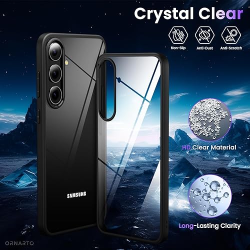 Miniatura 5 de ORNARTO Funda compatible con Samsung Galaxy S24 Plus, parte trasera transparente con ribete de color, funda protectora delgada para teléfono Samsung