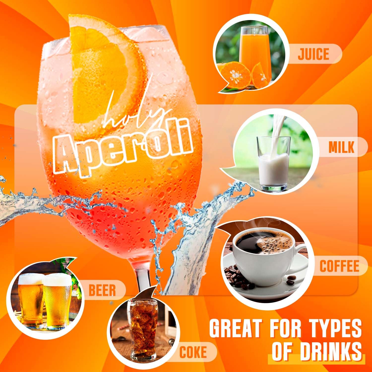 4er Set Aperol Spritz Gläser Geschenkset - Premium Aperol Gläser∣It’s Aperol O’Clock Glasstrohhalme∣Korkuntersetzer, Ideal Geeignet für Aperol-Fan (Aperol)