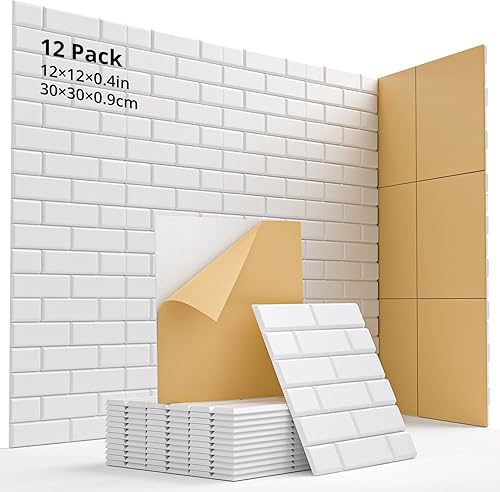 Paquete de 12 paneles acústicos de 12 x 12 x 0.4 pulgadas, paneles de espuma a prueba de sonido para decoración de paredes, paneles de pared