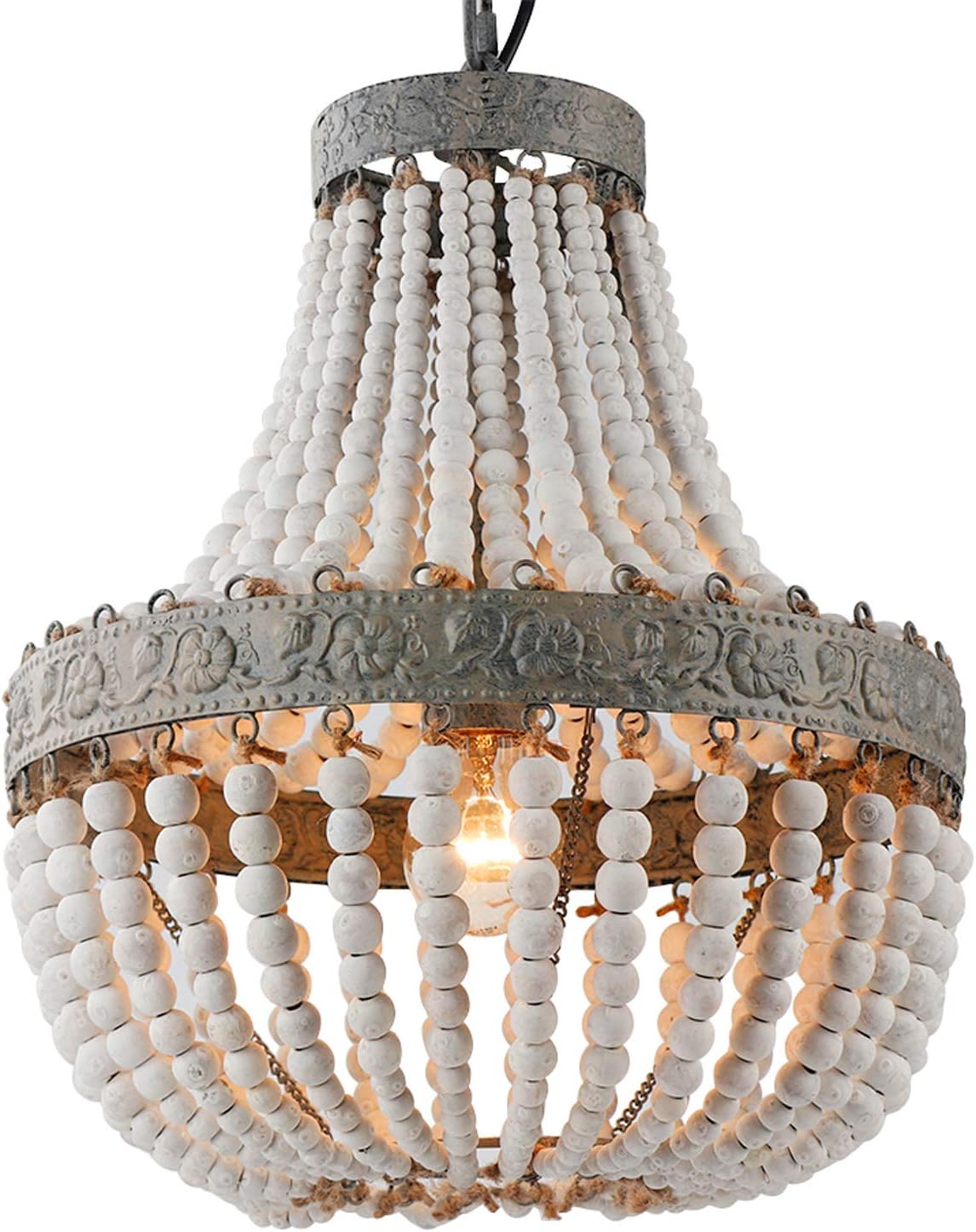 Newrays Rustic Wooden Beaded Chandelier