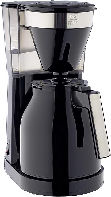 Melitta Filter Coffee Machine with Insulated Jug, Easy Top Therm II Model, 1023-08, 1 liters, Black/Stainless Steel, 6763363