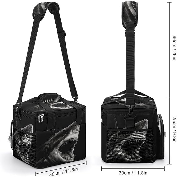 Black Shark Head Cooler Bag Small Portable Lunch Cooler Pack Large Capacity Soft Sided Coolers Bags Collapsible Camping Ice Chest for Hiking Beach Travel Picnic