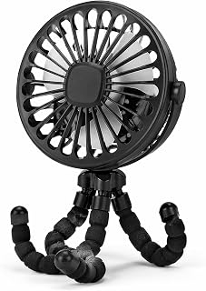 Baby Stroller Fan Portable Quiet Cooling Fan for Baby Car Flexible Tripod Clip Fan for Stroller USB Charging for Outdoor Travel, ABS 9.5 X 9.5 X 21Cm (Black)