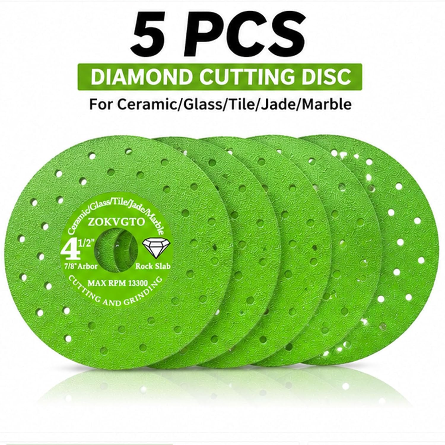 5Pack 4.5 inch Tile Cutter Diamond Saw Blades for Angle Grinder Ceramic Porcelain Glass Marble Grinder Wet/Dry Cutting and Grinding Tools (5)