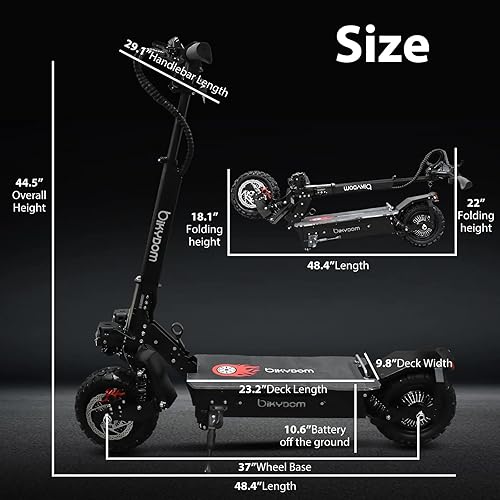 Miniatura 8 de Patinete eléctrico de 5600 W 38.4 AH para adultos, rango de viaje de 50 MPH y 62 millas, scooter plegable de doble accionamiento rápido, neumático