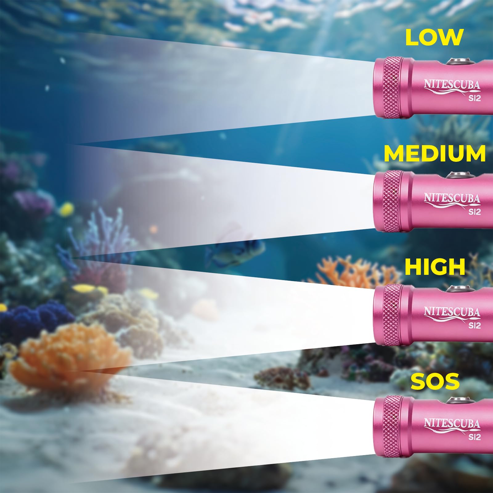 nitescuba Lampe torche de plongée sous-marine 1200 lumens avec support de 100 m avec batterie rechargeable étanche professionnelle submersible pour sous-marin, grotte sous-marine, grotte à la tombée
