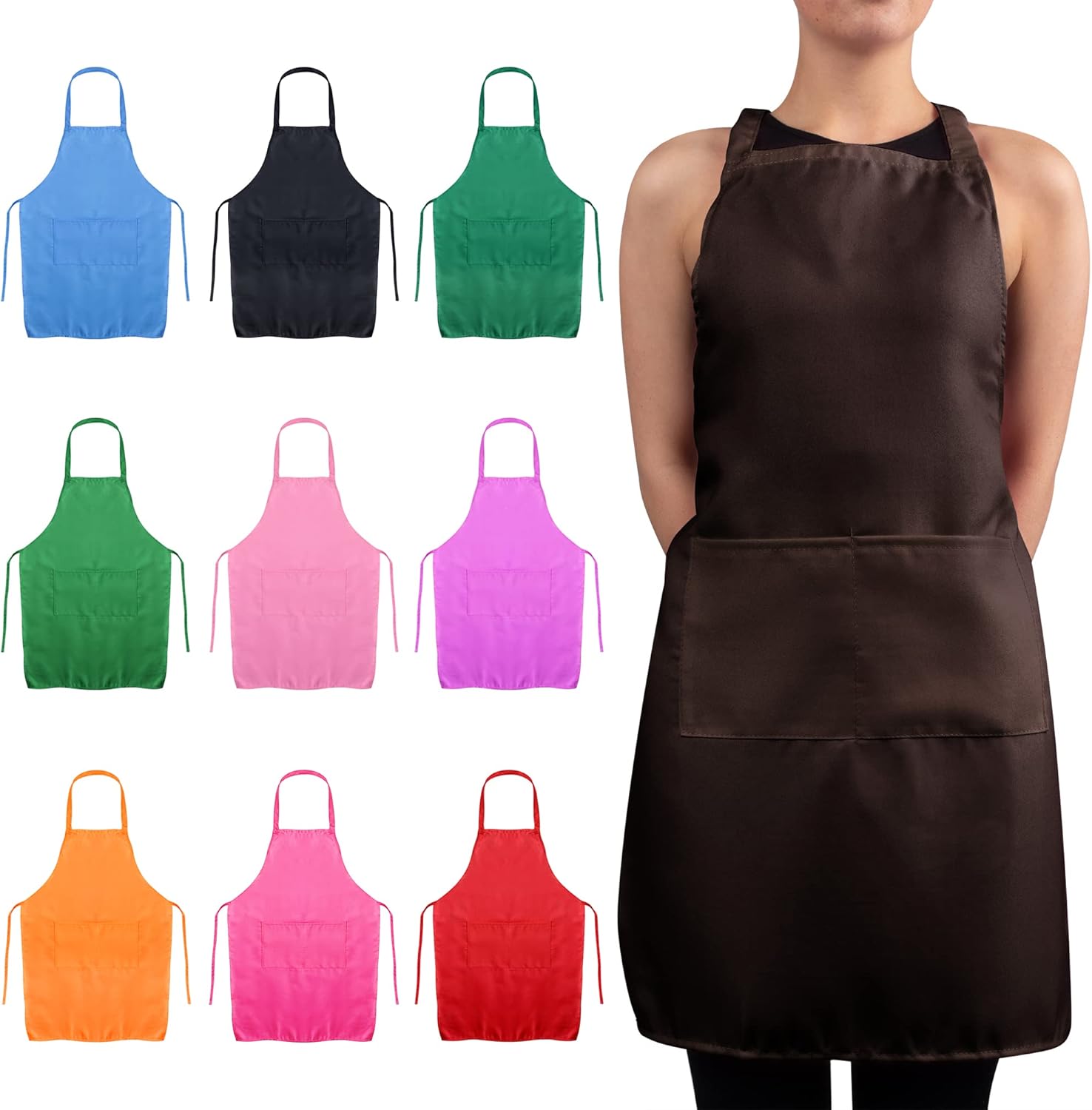 Jazooli Unisex Apron with Pockets, Cooking Aprons for Women Men & Kids, Cleaning, Hairdressing & Waitress Apron with Pockets