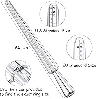 Vista 3 de Ring Sizer Measuring Tool, NuLink Aluminum Ring Mandrel Dual Measurement Size Metal Rings Sizers Tools Kit Adjuster for Women Men Rings