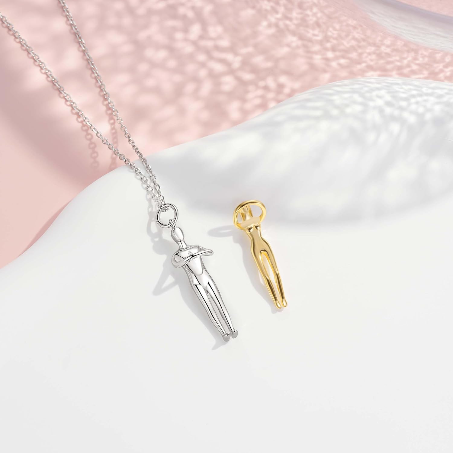 Valentine's Day Gift Necklaces for Women Hug Necklace for Couples: Sterling Silver Hugging Necklaces for Boyfriend Girlfriend Embrace Pendant Necklace - Christmas Jewelry Gifts for Lovers