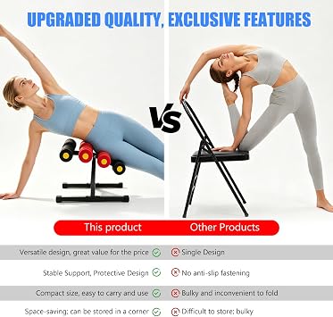 Mini Inversion Table Foldable Exercise Equipment for Home Gym Back Extension & Ab Workouts with Resistance Bands Lower Back Trainer