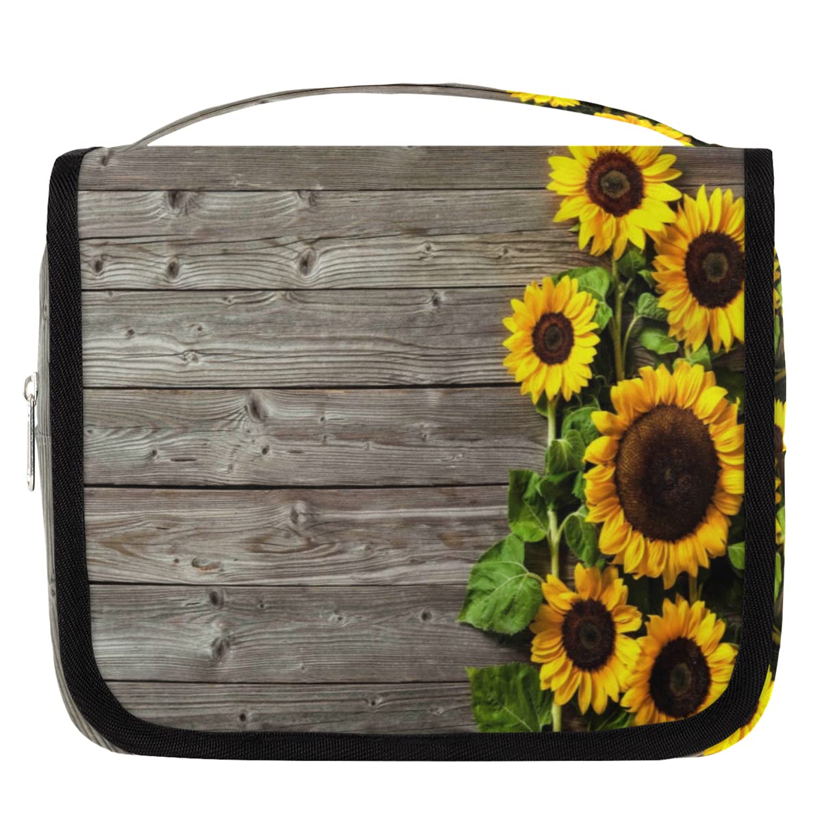 Słonecznik Deski Podróżna Kosmetyczka Słonecznik Retro Mycie Torba Unisex Wiszące przybory toaletowe Kosmetyczka Organizer do makijażu, wielobarwny, Jeden rozmiar