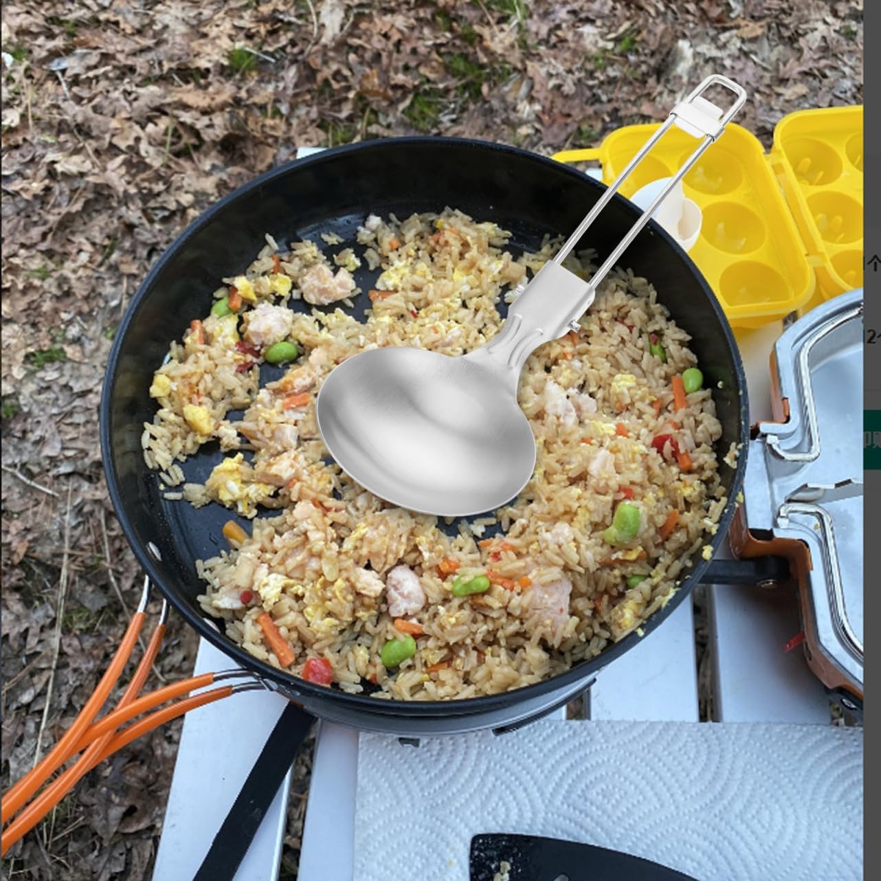 Camping Folding Spoon Stainless Steel Utensil for Outdoor Cooking Backpacking and Picnics Easy to Clean and Portable Design for Home and Travel Use
