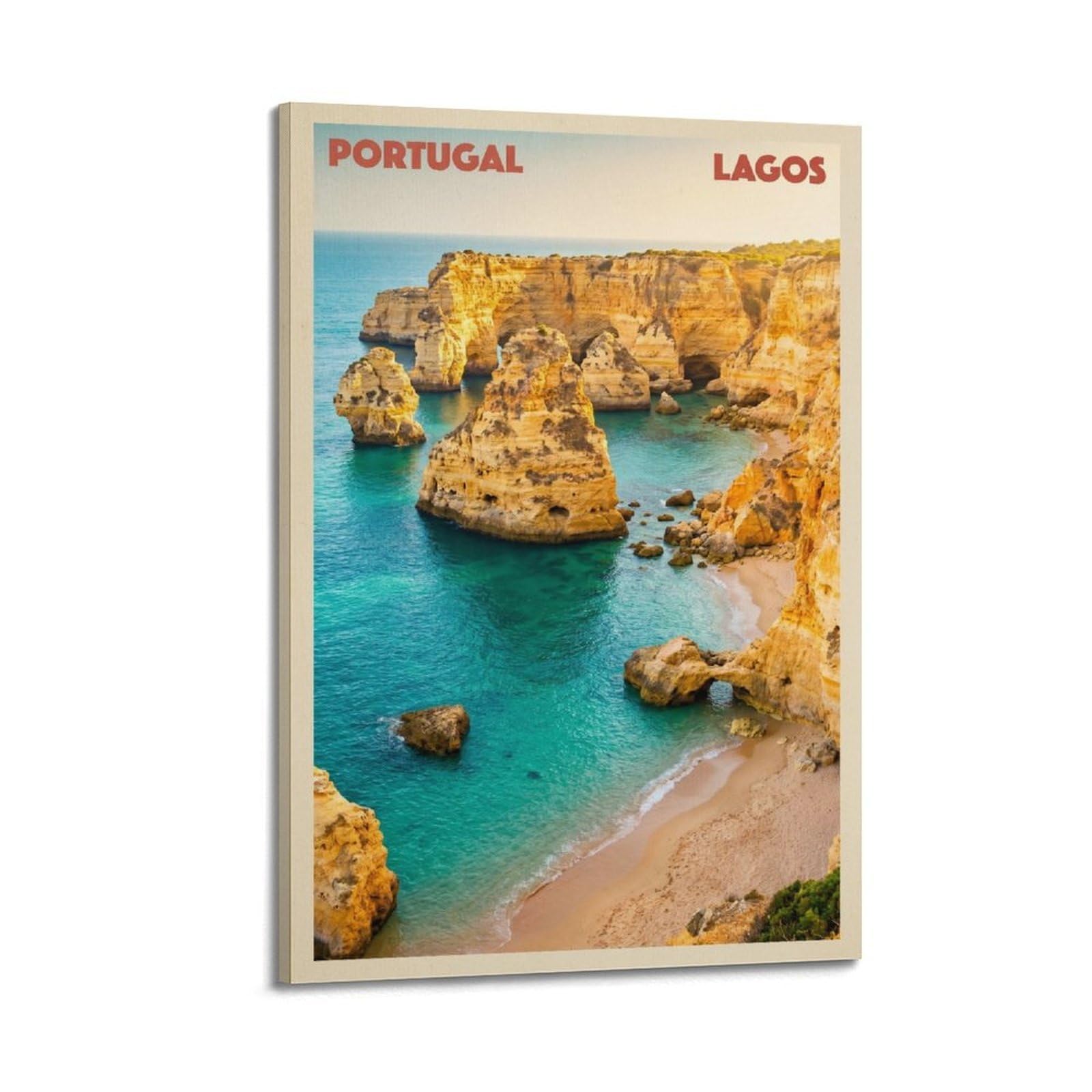 XKUGA Portugal Lagos Zen Landscape Travel Poster Modern Decorative Canvas Prints - Ideal Wall Art for Family, Man Cave, Game Room, Boys & Girls Bedroom 24x36inch(60x90cm)