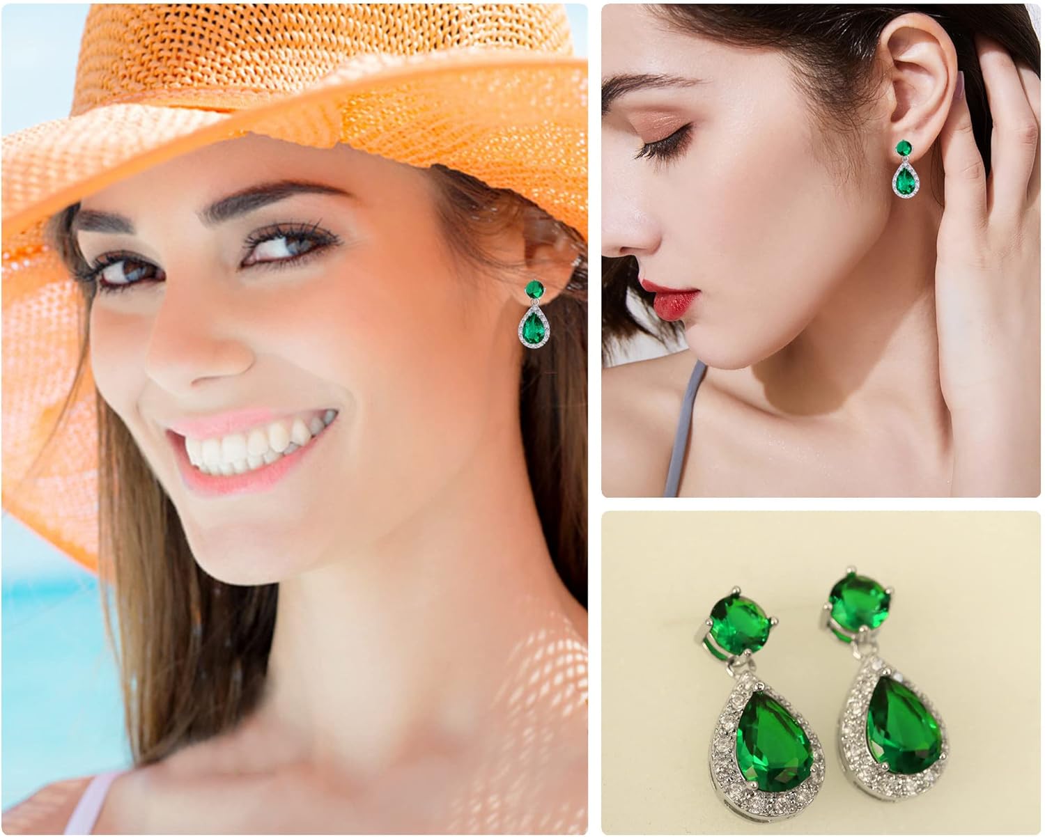 VONSSY Drop Dangle Earrings | Gemstones Waterdrop Teardrop White Gold Plated Crystal Hanging Cubic Zirconia Hypoallergenic Earrings | Stylish Jewelry Gift for Mother Daughter Wife - Image 4