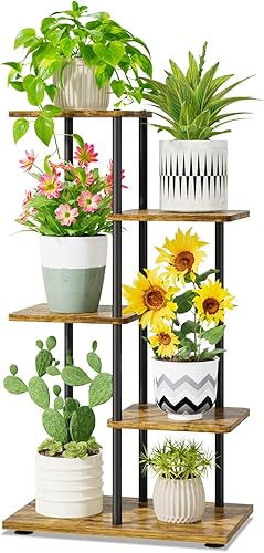 Miniatura 27 de iDavosic.ly Soporte para plantas para interiores y exteriores, estante de metal de 5 niveles para macetas grandes de alta resistencia, estante de