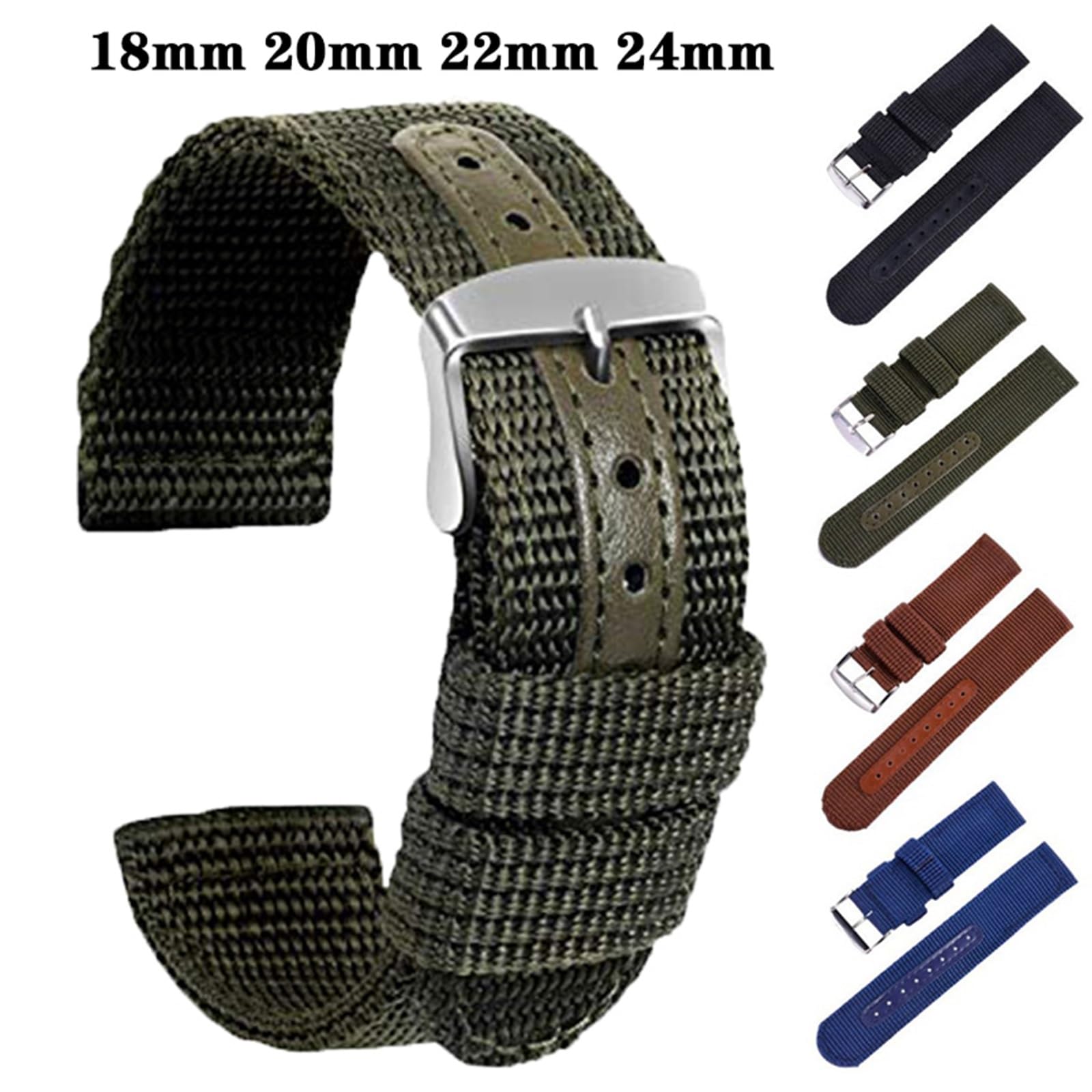 HABITZ 18mm 20mm 22mm 24mm nailon elástico + correa de reloj de cuero pulsera de tela de repuesto accesorios de pulsera correa de reloj deportivo