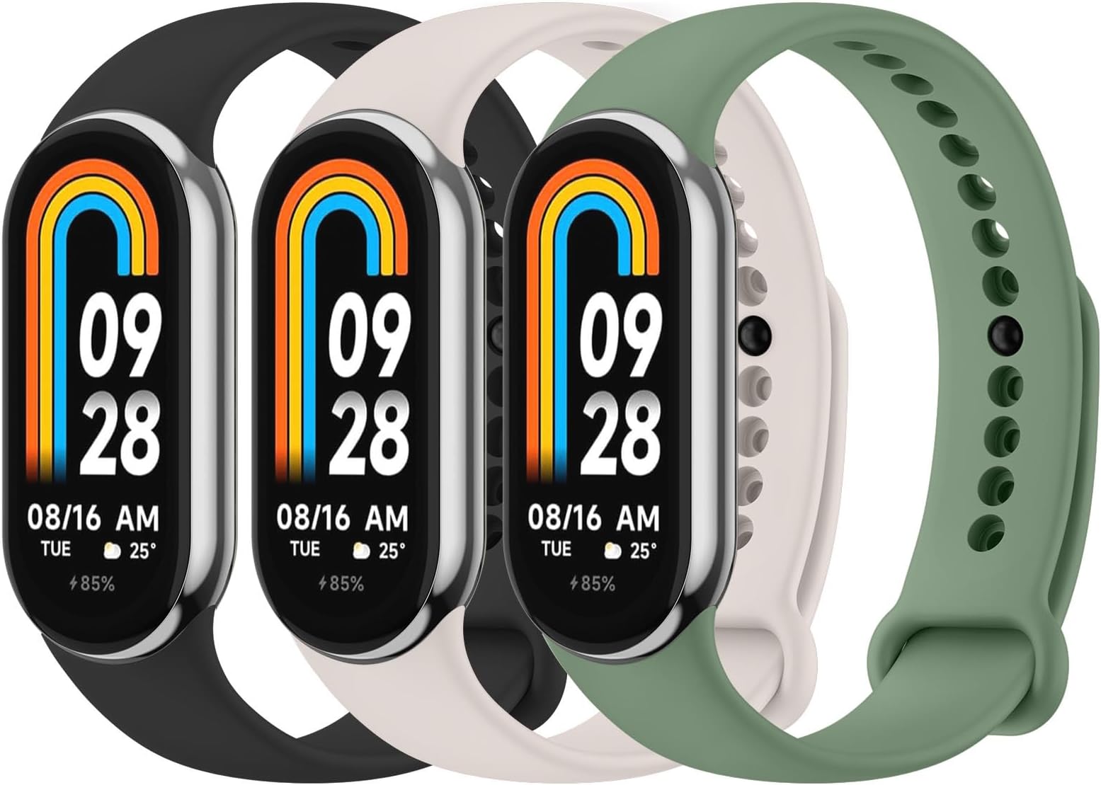3 Pack Sport Straps for Xiaomi Mi Band 8/9/10, Soft Silicone Replacement Bands for Xiaomi Mi Band 8 &Xiaomi Mi Band 9& Xiaomi Mi Band 10 Fitness Tracker