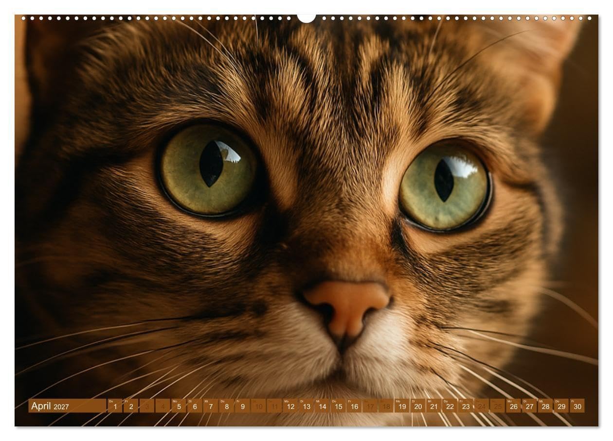 Katzenblicke – Eleganz und Anmut (hochwertiger Premium Wandkalender 2027 DIN A2 quer), Kunstdruck in Hochglanz: Kunstvolle Katzenbilder fürs ganze Jahr (CALVENDO Tiere)