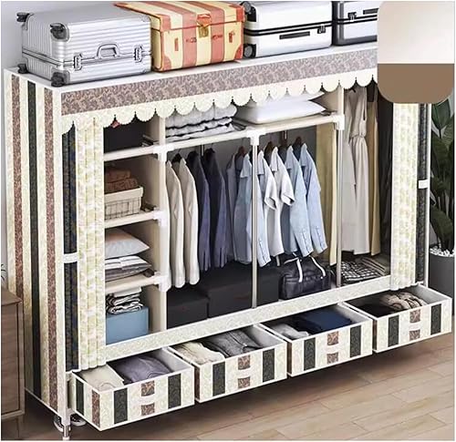 Miniatura 12 de Armarios grandes Armario portátil con cajón Armarios para dormitorio colgante de metal hierro ropa armario ahorra espacio armario ahorro de espacio