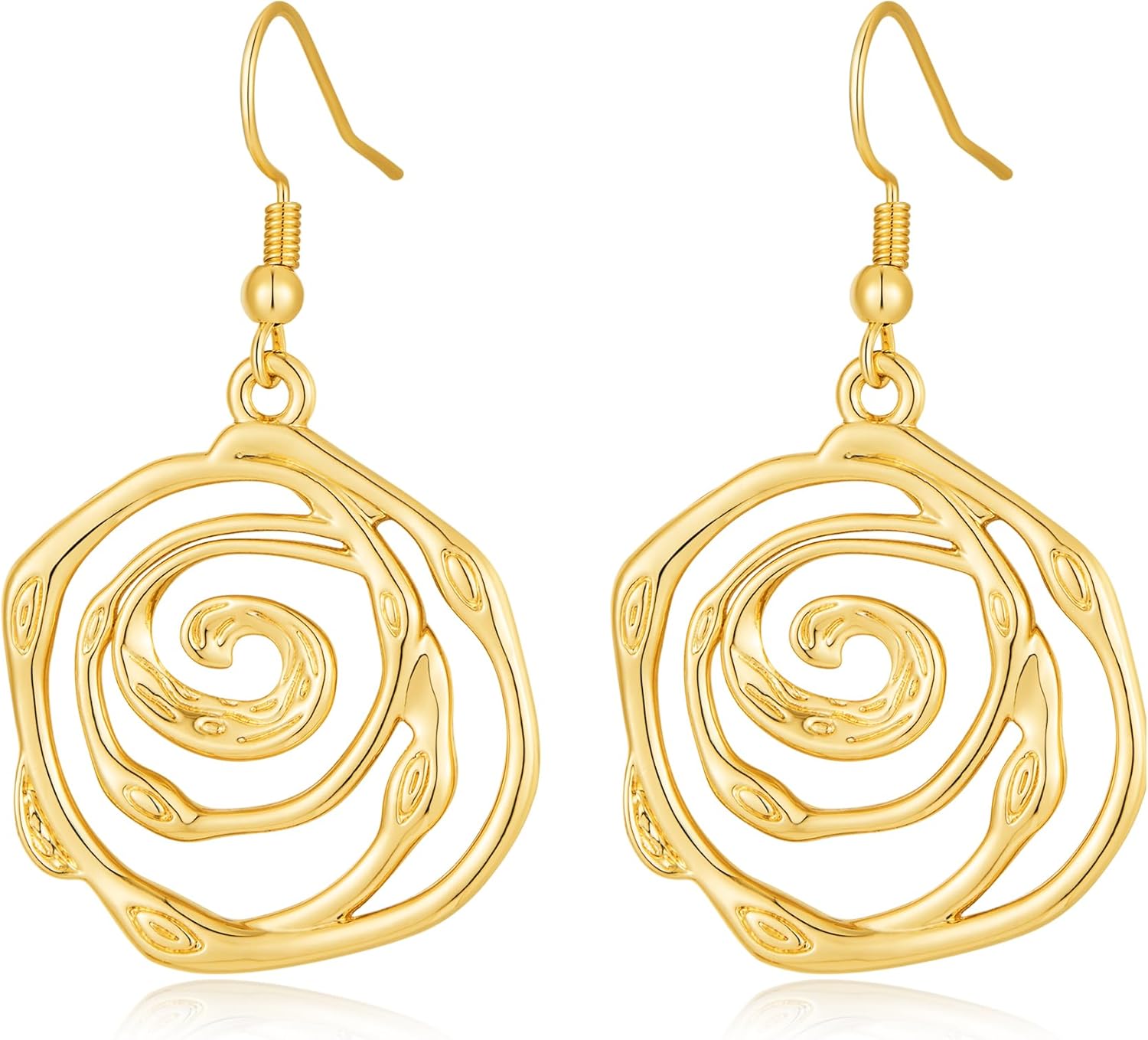 Swirl Earrings for Women Gold Plated Boho Spiral Cicrle Round Geometric Drop Dangle Earring Country Style Jewelry Gifts