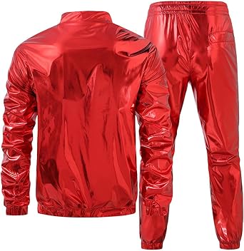 Jogging Suit Men's Tracksuit Sports Leisure Set Stage Performance Shiny Formal Evening Wear Tailored Fit