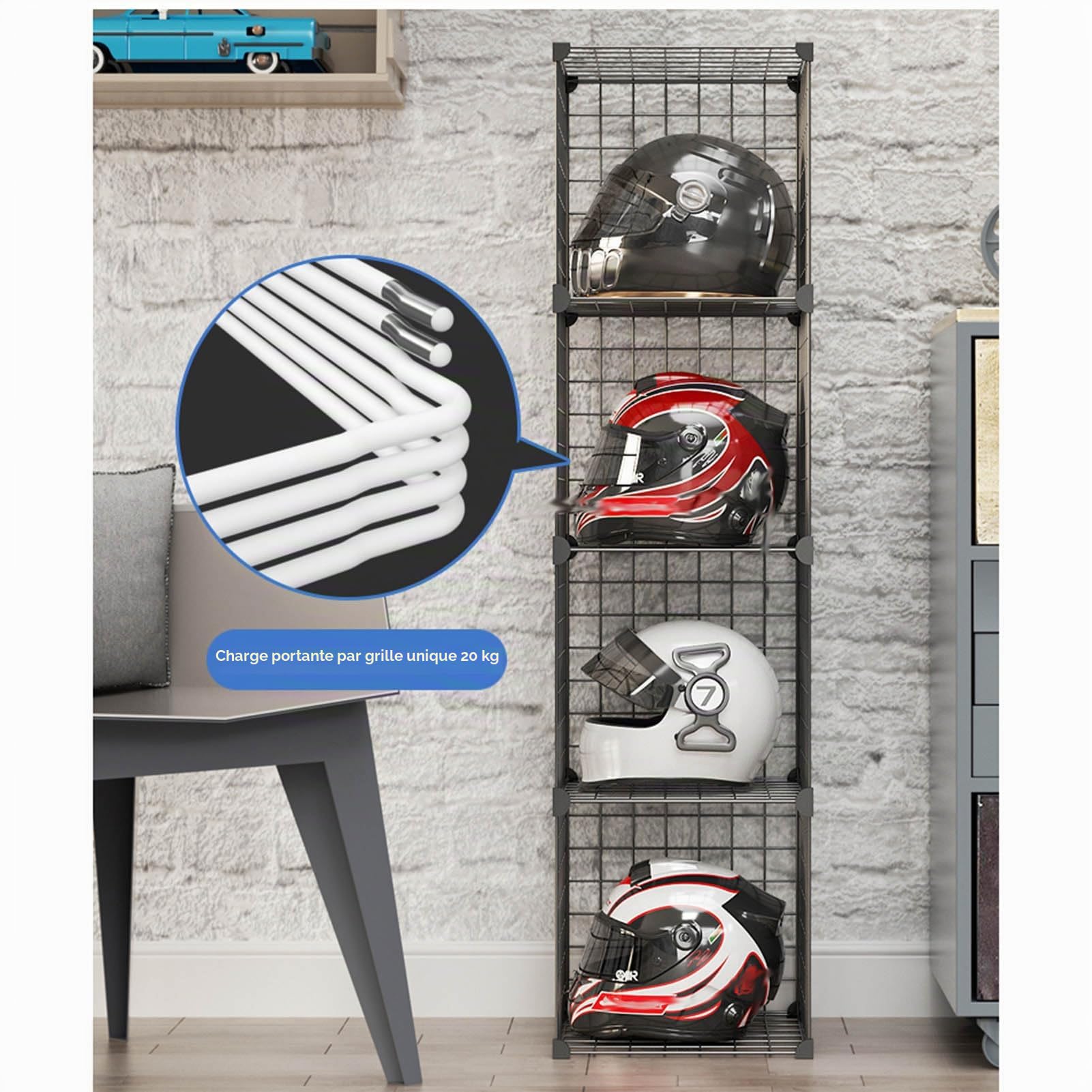 Chapeau Organisateur Boîte Support de Casque de Moto Monté Au Sol,vitrine de Stockage Chapeau de Magasin de Détail Commercial Moderne,contenants Porte-Bouchons Empilables,for Casque de Baseball/rugb