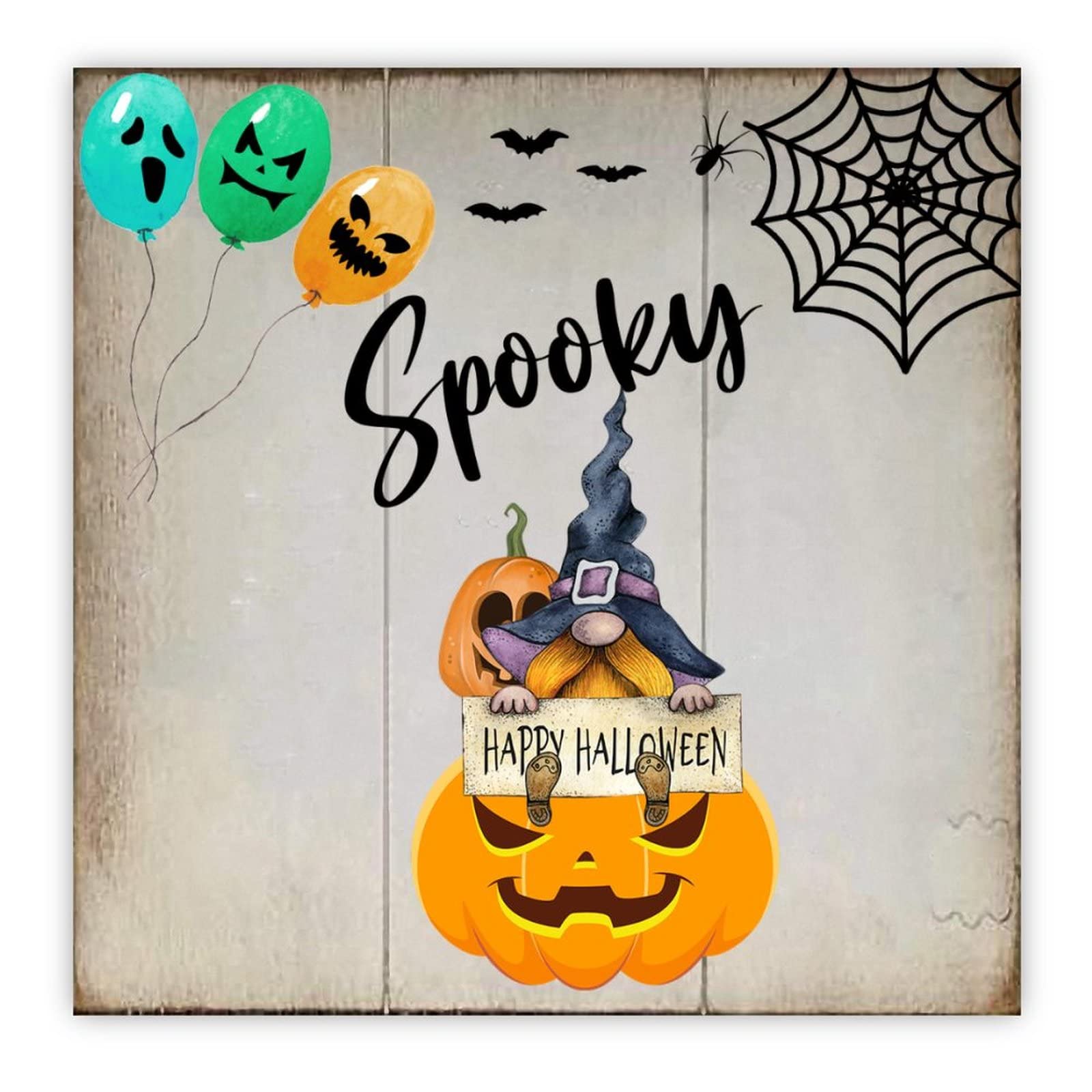 Panneau citrouille en bois d'Halloween 40cm pour décoration murale de salon