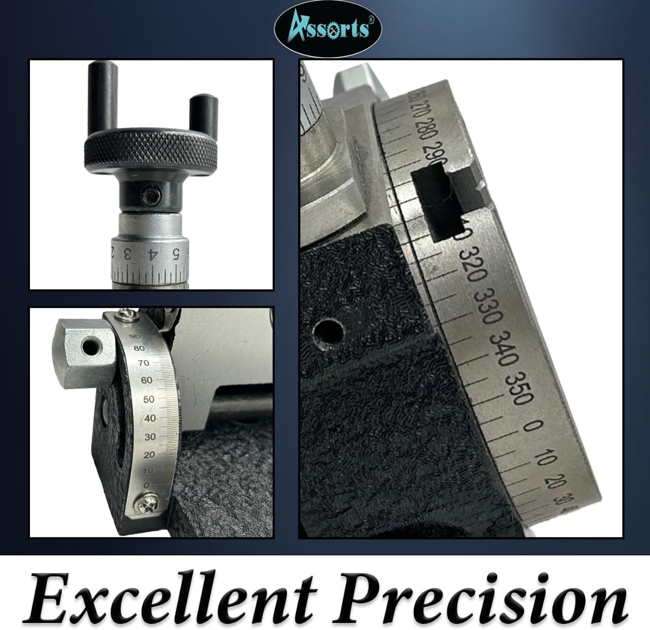 ASSORTS 3" (75mm) Tilting Rotary Table | 4-Slot Horizontal & Vertical Milling Machine Indexing Table | Precision Worm Gear Rotary Table for Gear Cutting, Drilling & Model Engineering