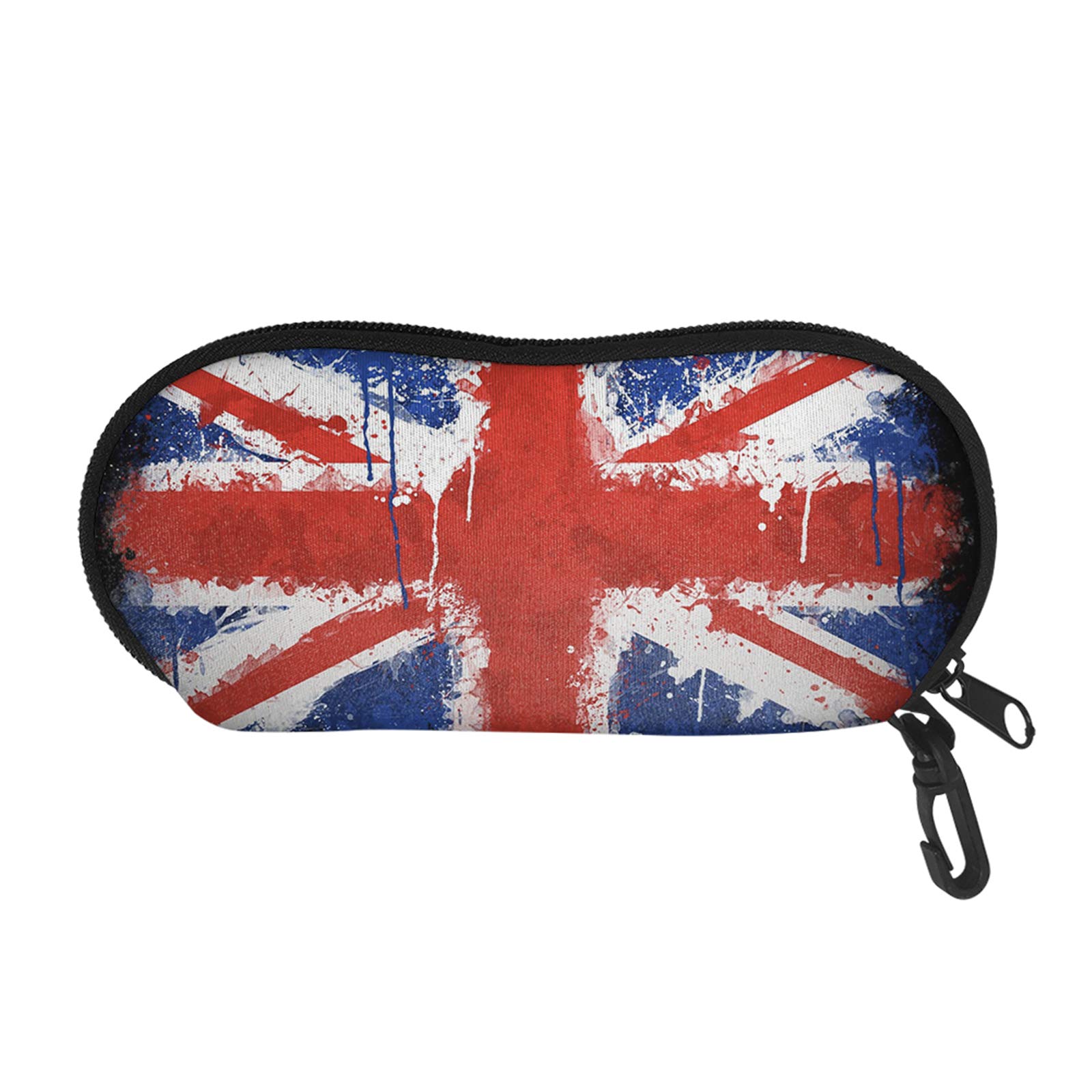SEANATIVE Spectacle Case,Portable Glasses Bag,Vintage England Flags Design Ultra Light Sunglasses Pouch Neoprene Sport Swimming Glasses Case