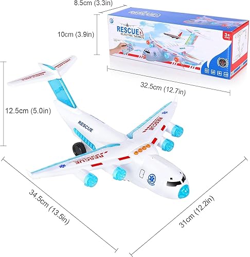 Miniatura 13 de ele ELEOPTION Avión de transporte de juguete con control remoto infrarrojo con luces y música para niños de 3, 4, 5, 6, 7, 8 años, verde militar.
