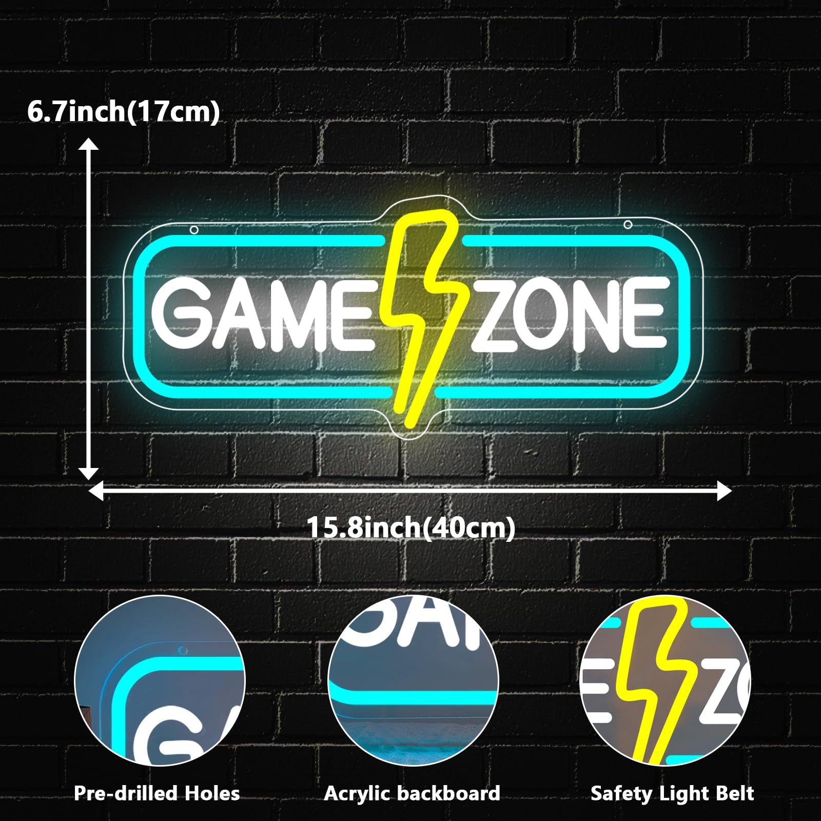 GAME ZONE Neon Schild LED Gaming Zimmer Deko
