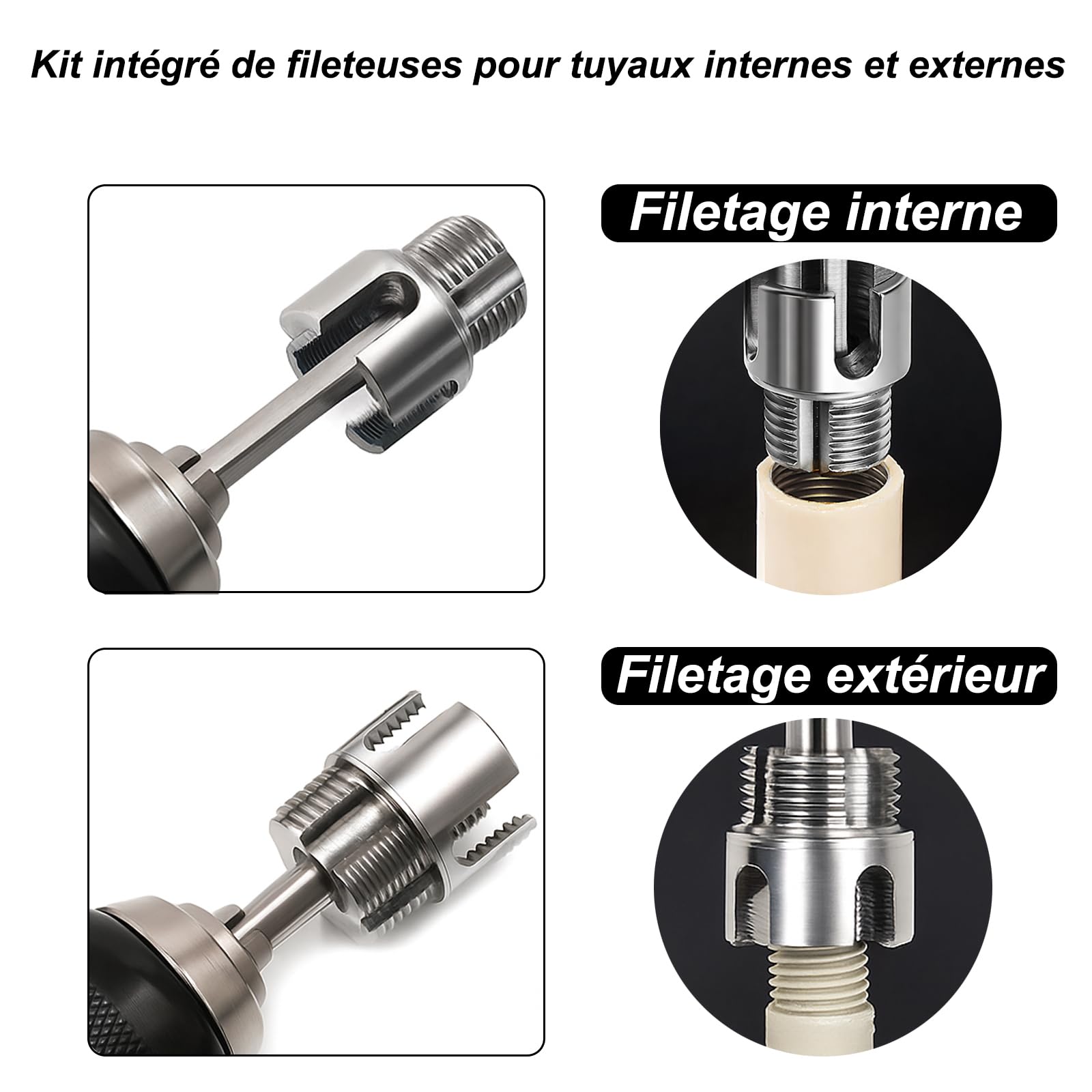 Set di 3 filettatrici in PVC 1/2" 3/4" 1" NPT trapano filettato doppia funzione