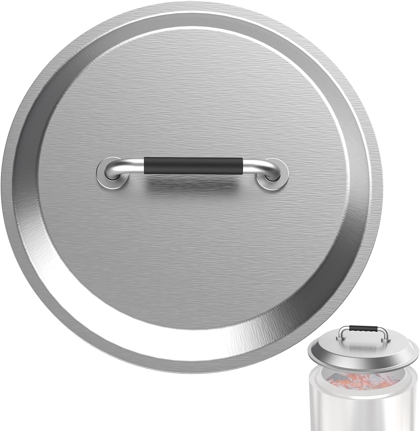 Fire Pit Lid for Solo Stove Yukon - Stainless Steel Lid with Silicone Wrap Handles - 27 Inch Outdoor Fire Pit Shield Stove Accessories (Yukon)