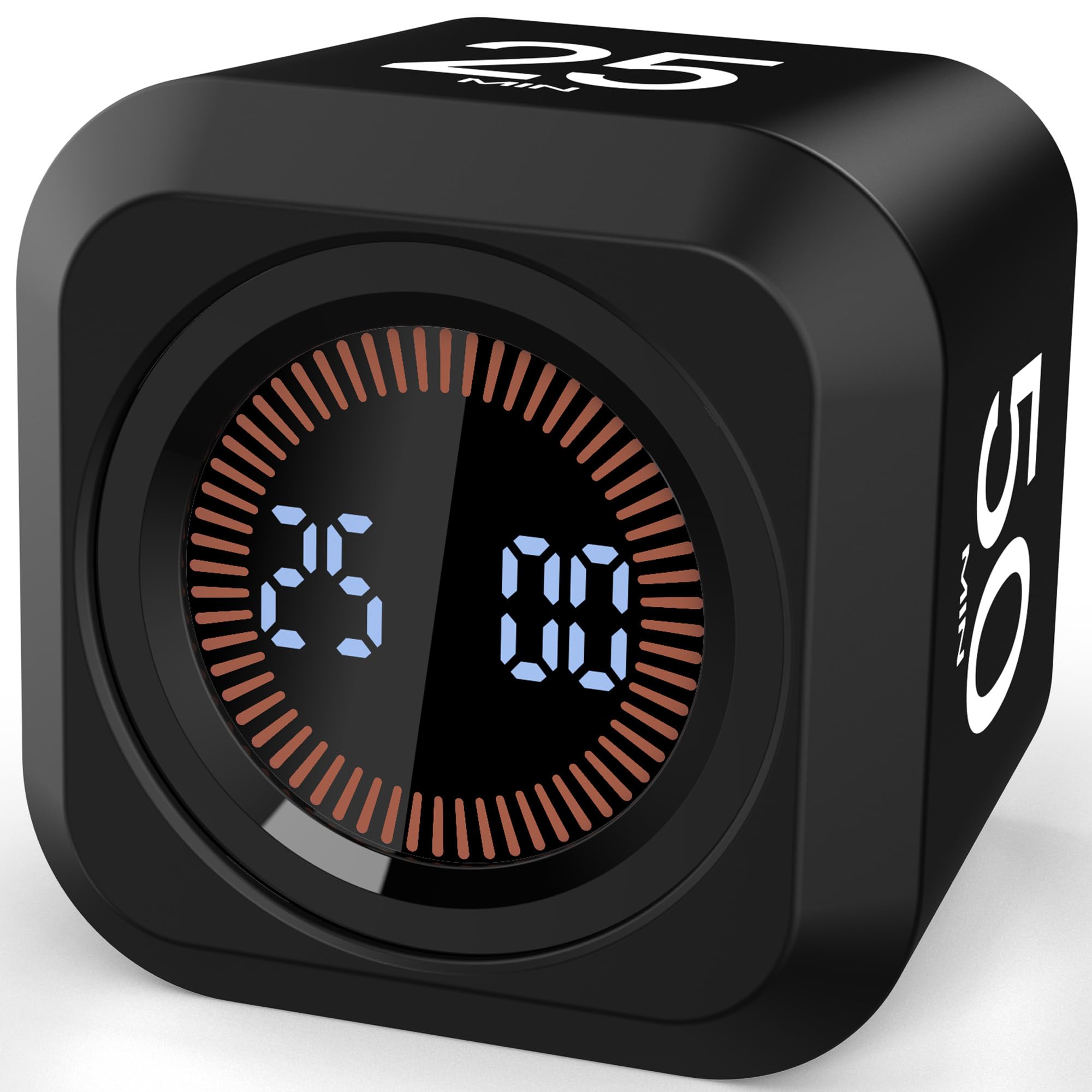 Pomodoro Timer Cube 5/10/25/50 with Soft Silicone Case, Vibrate & Sound