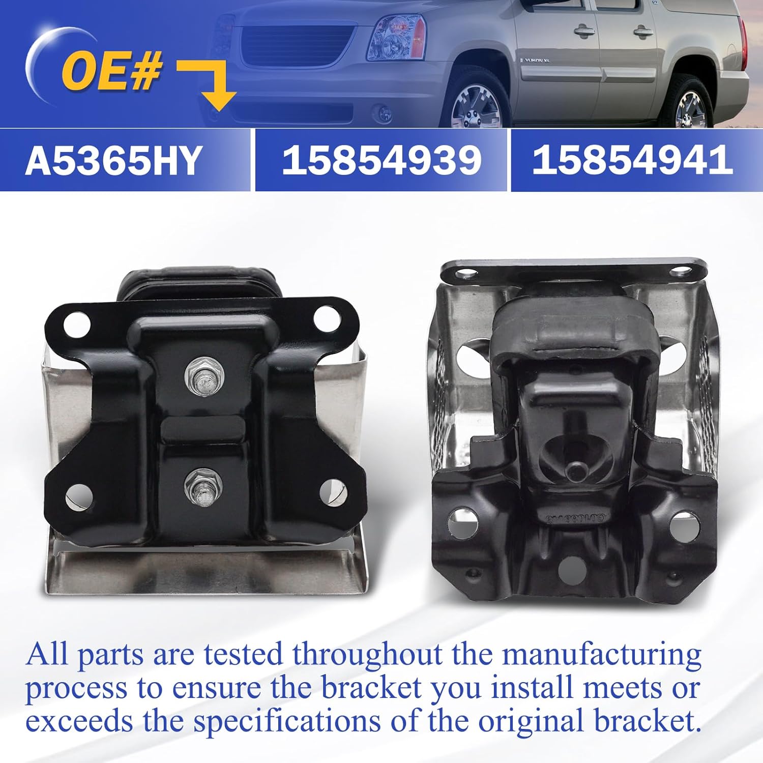 A5365HY Engine Motor Mount with Heat Shield for 2007-2014 Chevy Tahoe Silverado Suburban Avalanche GMC Sierra Yukon Cadillac Escalade A5365HY 15854941, Black