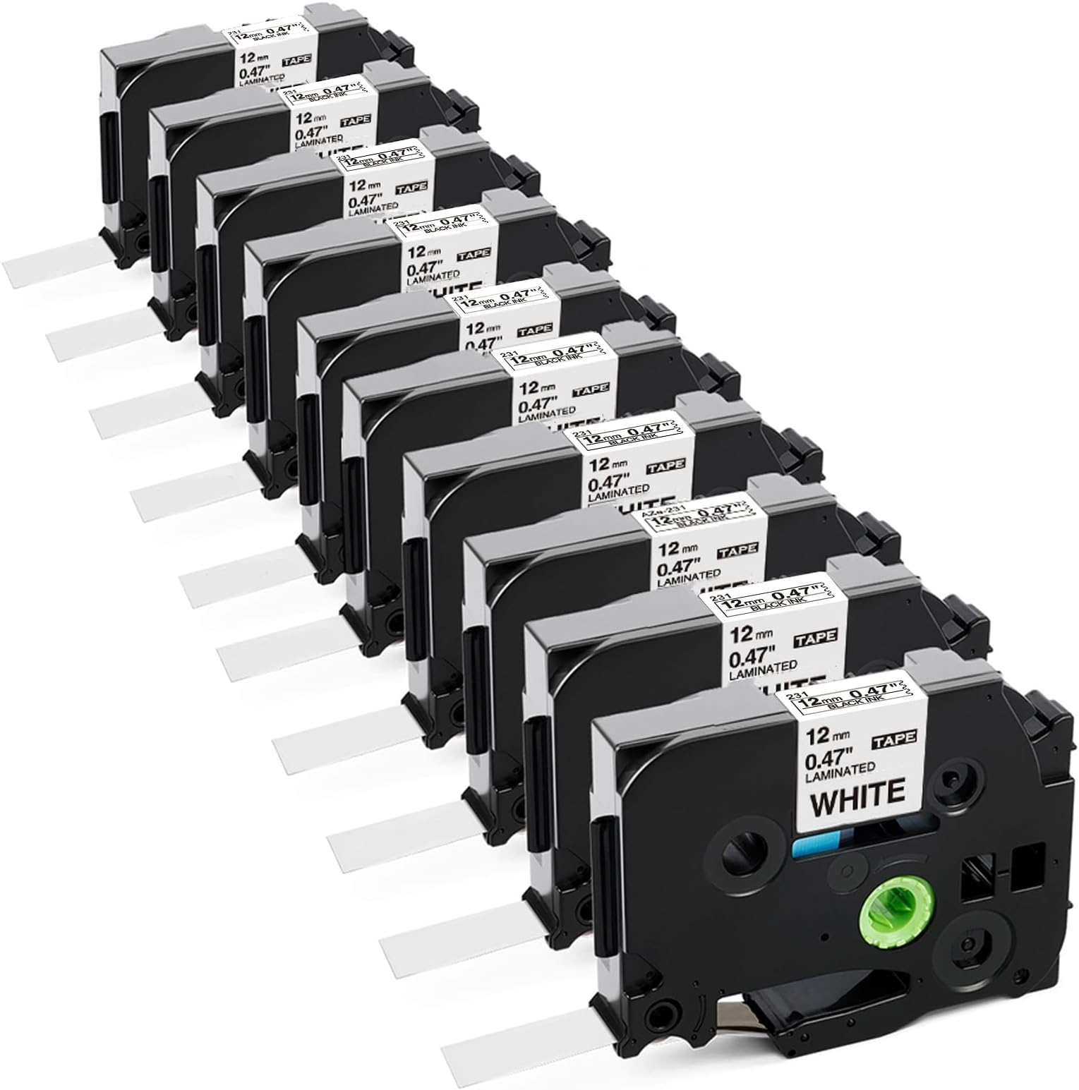 Labelife10-Pack Replacement for Brother P Touch Label Tape TZe-231 TZe TZ Label Maker Tape 12mm 0.47 Laminated White TZe231 for Brother PT-D210 PT-H110 PT-D220 PT-D600 PT-D610BT PT-D460BT Label Maker